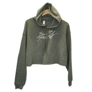 Bella + Canvas Hoodie Women Medium Cropped Fleece Drop Shoulder Friend of God